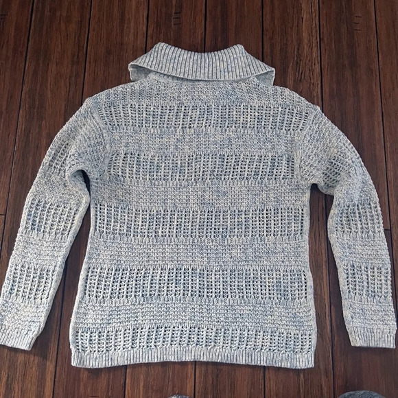 Talbots Open Stitch Sailor Collar Sweater Cotton Beachy Coastal Grandma Medium - Picture 7 of 8